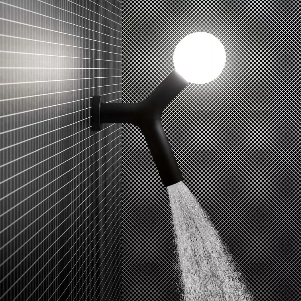 antoniolupi APOLLO Wand-Kopfbrause mit LED-Beleuchtung, schwarz matt-APOLLO2