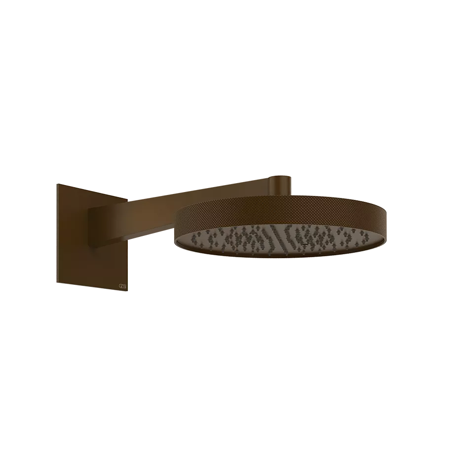 Gessi ANELLO schwenkbare Antikalk-Kopfbrause zur Wandmontage, Durchmesser: 300mm, mit Gelenk, Wandarm 375mm und quadratischer Rosette 160mm, Funktion: Regen, 1/2 Anschluss, Oberfläche Diamantato, dunkles bronze - 63468845 Gessi ANELLO schwenkbare Antikalk-Kopfbrause zur Wandmontage, Durchmesser: 300mm, mit Gelenk, Wandarm 375mm und quadratischer Rosette 160mm, Funktion: Regen, 1/2 Anschluss, Oberfläche Diamantato, dunkles bronze - 63468845
