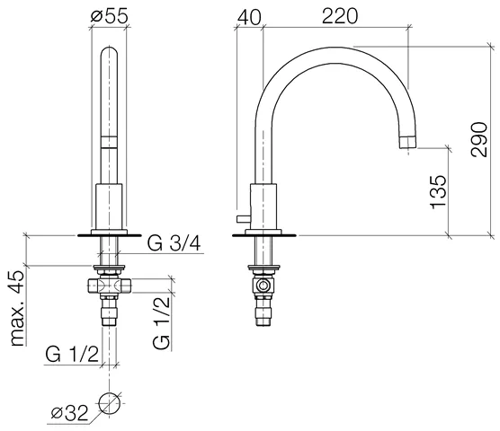 Dornbracht TARA Auslauf, platin matt-13512892-06