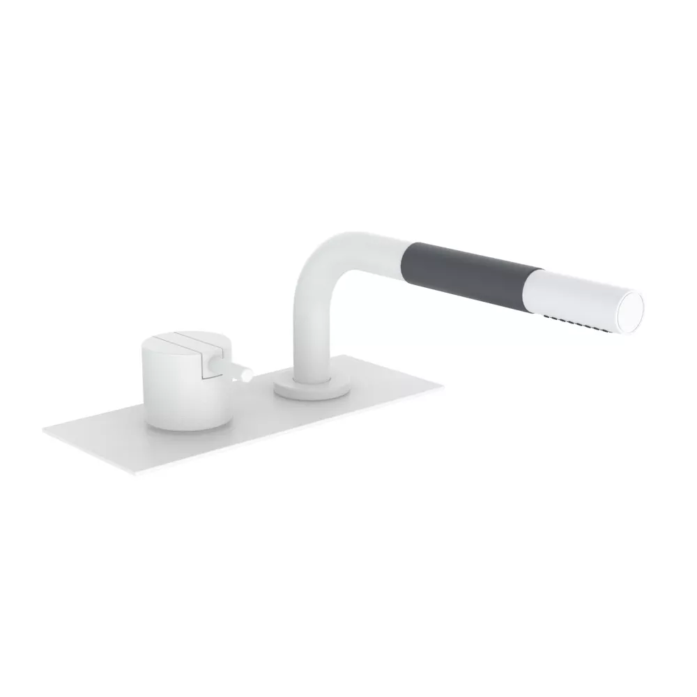 vola BK9 Wannen-Einhebelmischer mit Brause für Fliesenbank, Hebel:25mm, weiß matt-BK9-28