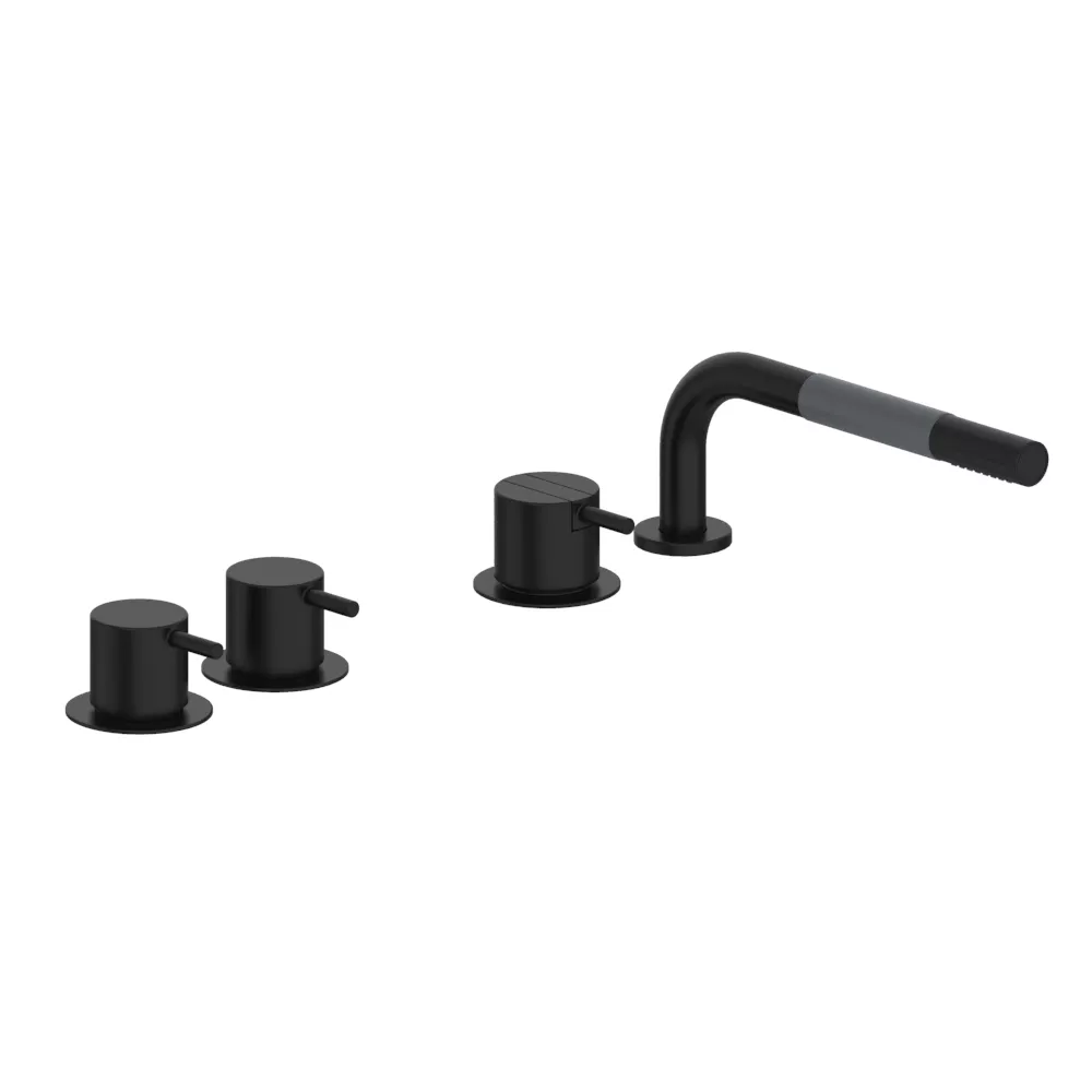 vola SC4 Wannen-Zweigriffmischer mit Brause ohne Verrohrung, Befüllung über den Überlauf, Hebel:25mm, schwarz matt-SC4-27