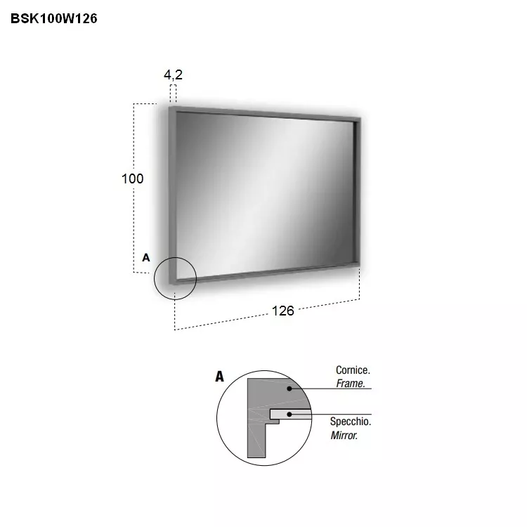 antoniolupi BESPOKE rechteckiger LED-Spiegel, 4000K-BSK100W126