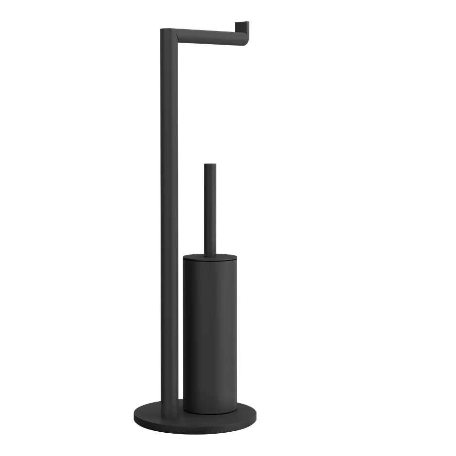Gessi EMPORIO WC-Bürstengarnitur mit Papierrollenhalter, Standversion, Behälter in ausgewählter Farbe, schwarz matt - 38942299