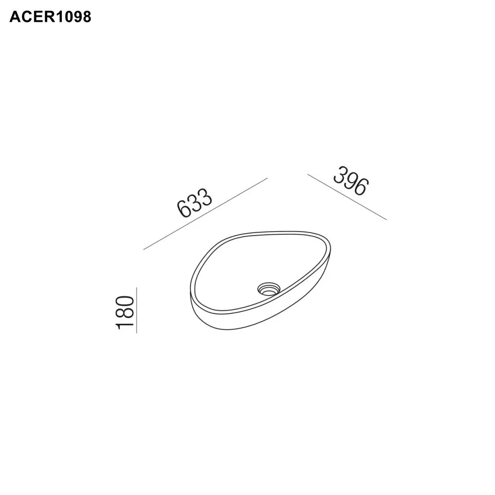 Agape DROP Aufsatzbecken aus Cristalplant®, Breite: 63,3cm, Tiefe: 39,6cm, Höhe: 18cm, inklusive Ablaufgarnitur, weiß matt - ACER1098Z