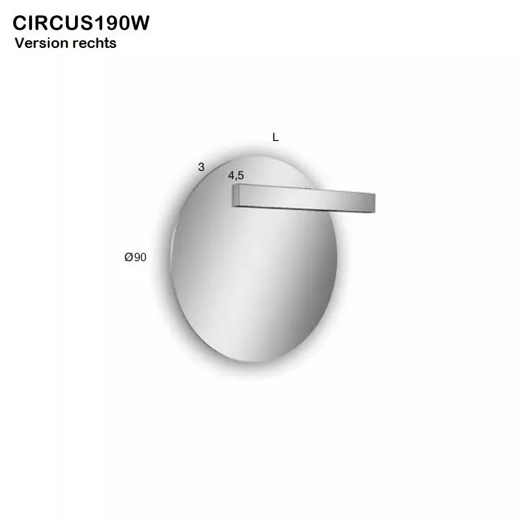 antoniolupi CIRCUS runder LED-Spiegel mit LUCENTE-Leuchte, Durchmesser: 90cm, Version rechts, Lichtfarbe: 3000K, warmweiß-CIRCUS190W-DX-3000