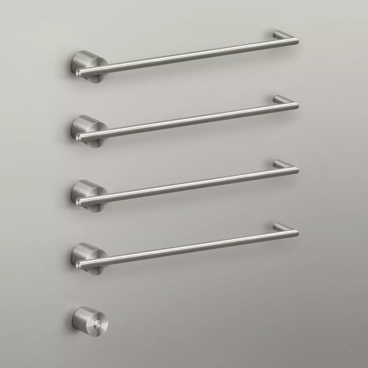 cea EQUILIBRIO elektrischer Handtuchwärmer mit 4 horizontalen Heizstäben mit Power-Taste, edelstahl satiniert - EQB14S cea EQUILIBRIO elektrischer Handtuchwärmer mit 4 horizontalen Heizstäben mit Power-Taste, edelstahl satiniert - EQB14S