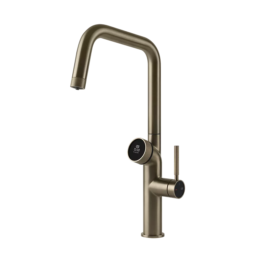 Gessi VITA GESSI Multifunktionsspender mit digitalem Wahlschalter und Einhebelmischer mit schwenkbarem Auslauf, zu kombinieren mit Kühleinheit 60802 und/oder Heißwassereinheit 60806, Finox Optik - 60721149