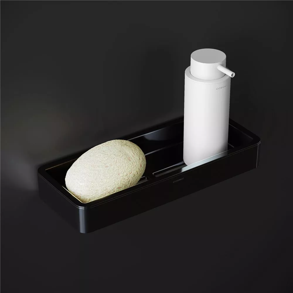 cosmic Black & White Wand-Duschkorb, schwarz glänzend - WJC238A0049006