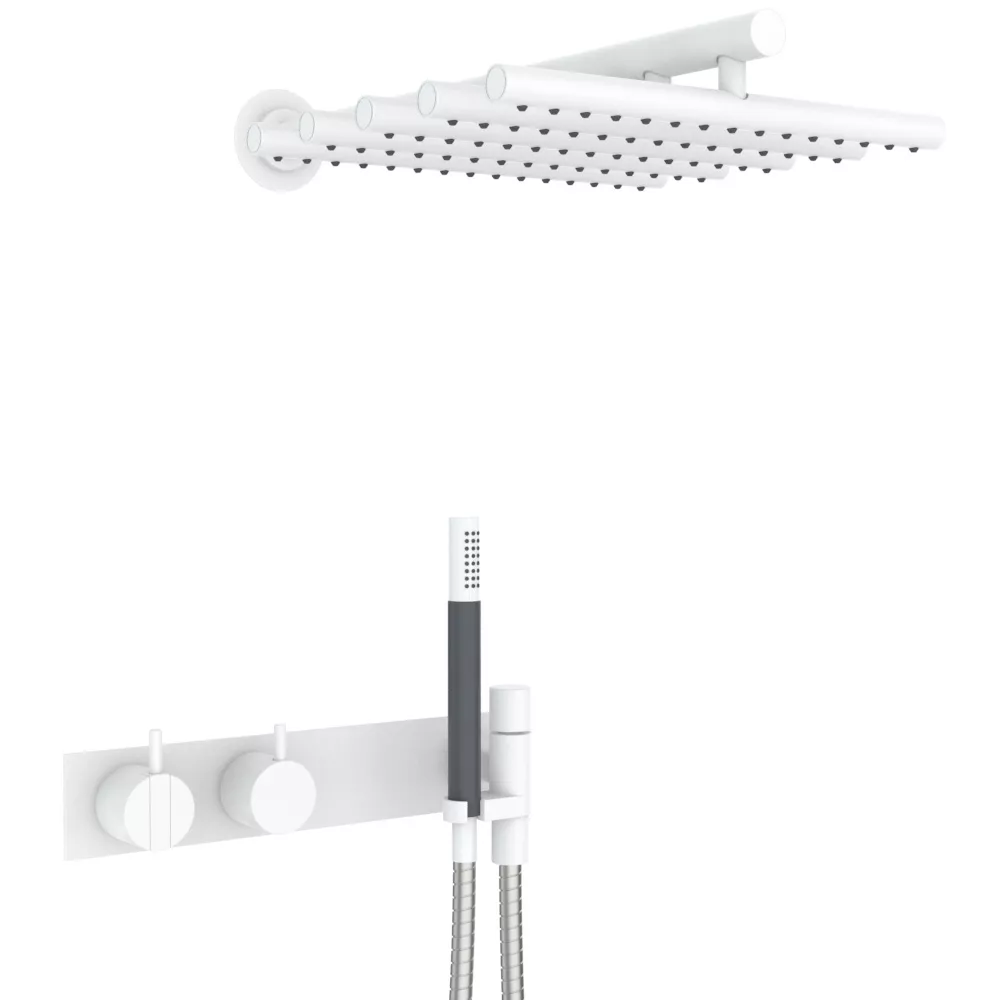 vola 2473-051 Unterputz-Brause-Einhebelmischer mit 2-Wege-Umstellung, Wand-Regenbrause 050, Hebel:25mm, weiß matt-2473-051-28