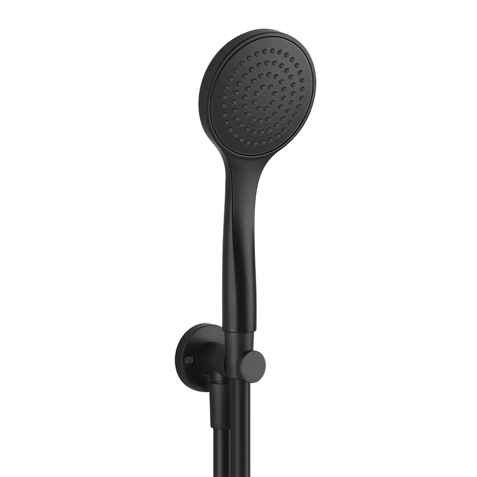 Gessi EMPORIO Brause-Set zur Wandmontage, mit Halterung, Schlauch 1,50m, Wandanschlussbogen und Antikalk-Handbrause, Durchmesser: 100mm, 1/2 Anschluss, schwarz matt - 38723299 Gessi EMPORIO Brause-Set zur Wandmontage, mit Halterung, Schlauch 1,50m, Wandanschlussbogen und Antikalk-Handbrause, Durchmesser: 100mm, 1/2 Anschluss, schwarz matt - 38723299