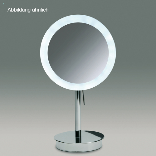 WINDISCH 99656 LED-Stand-Kosmetikspiegel mit Schalter, gold/5-fach-99656O5X