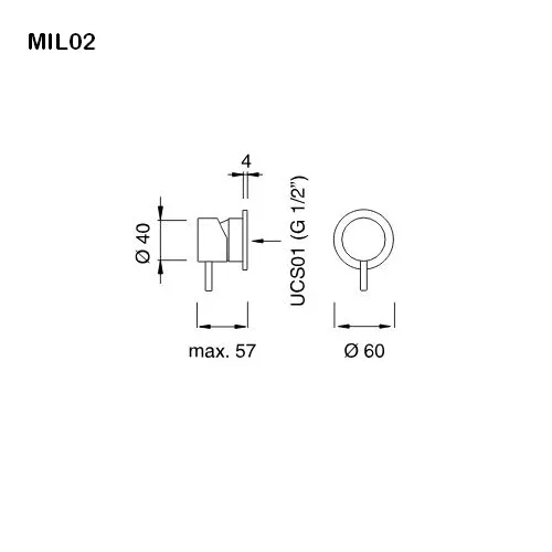 cea MILO360 Wand-Eingriffmischer, edelstahl satiniert - MIL02S