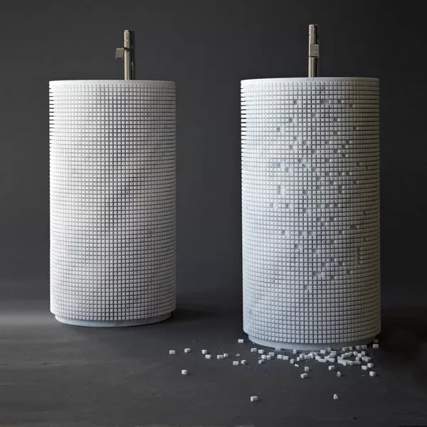antoniolupi PIXEL freistehendes Waschbecken, D:45cm, H:85cm, bianco cararra-PIXEL