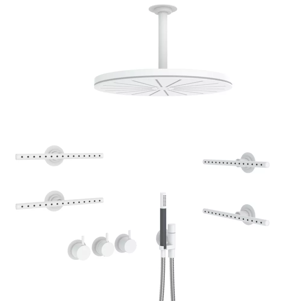 vola Combi-21 Unterputz-Brause-Thermostat mit 3-Wege-Umstellung, Hebel:25mm, weiß matt-Combi-21-28