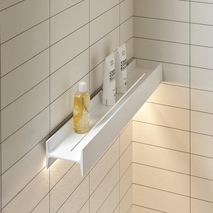 antoniolupi LETTERAMUTA beleuchtete Wandablage mit Ablaufschlitz - LEMUD11127-5-BIANCO-4000