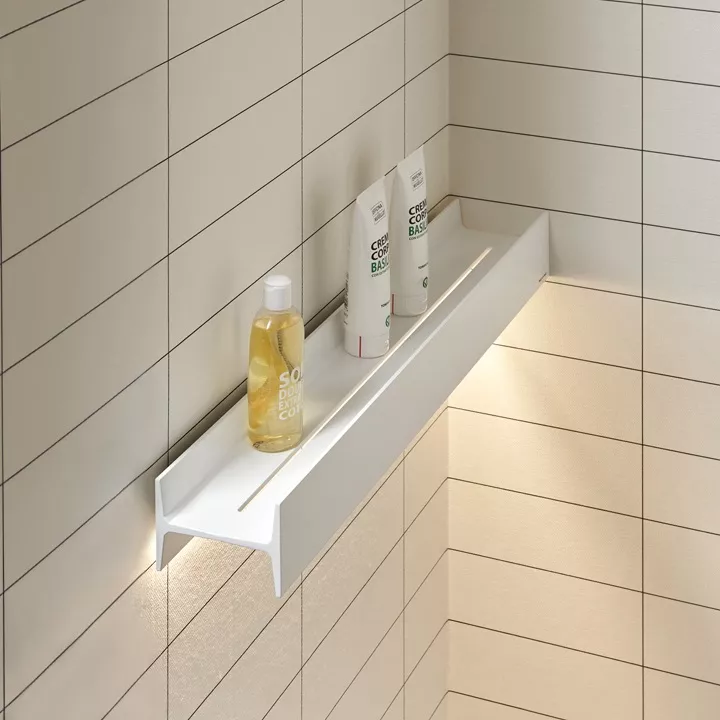 antoniolupi LETTERAMUTA beleuchtete Wandablage mit Ablaufschlitz - LEMUD11127-5-BIANCO-4000