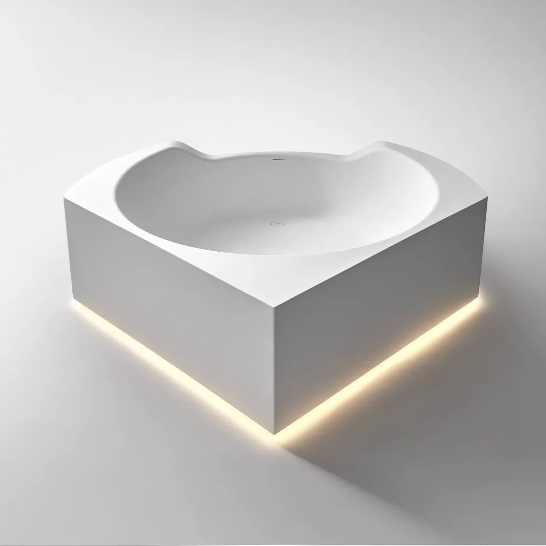 antoniolupi OFURO Eck-Badewanne, 167,5x167,5x64cm, mit Beleuchtung, weiß matt - OFURO1-LED