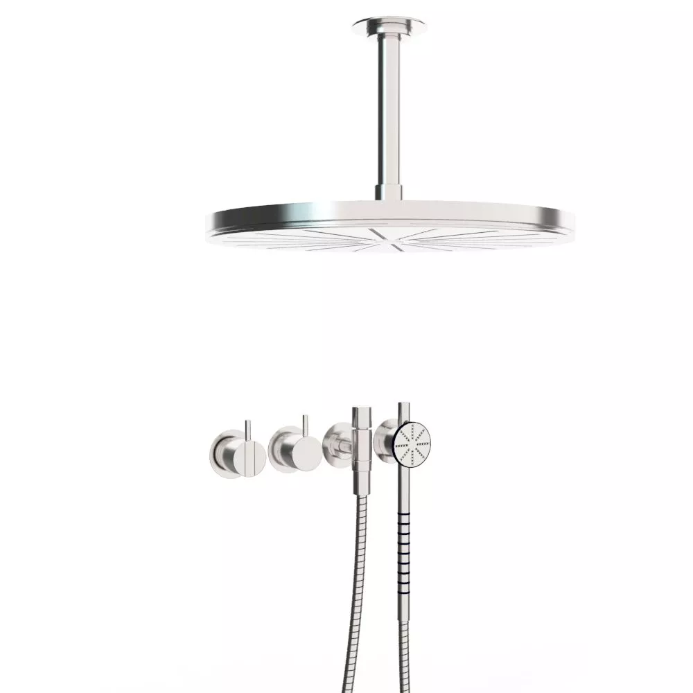 vola 2471S-061A Unterputz-Brause-Einhebelmischer mit 2-Wege-Umstellung, Decken-Regenbrause 060A, Hebel:25mm, chrom-2471S-061A-16