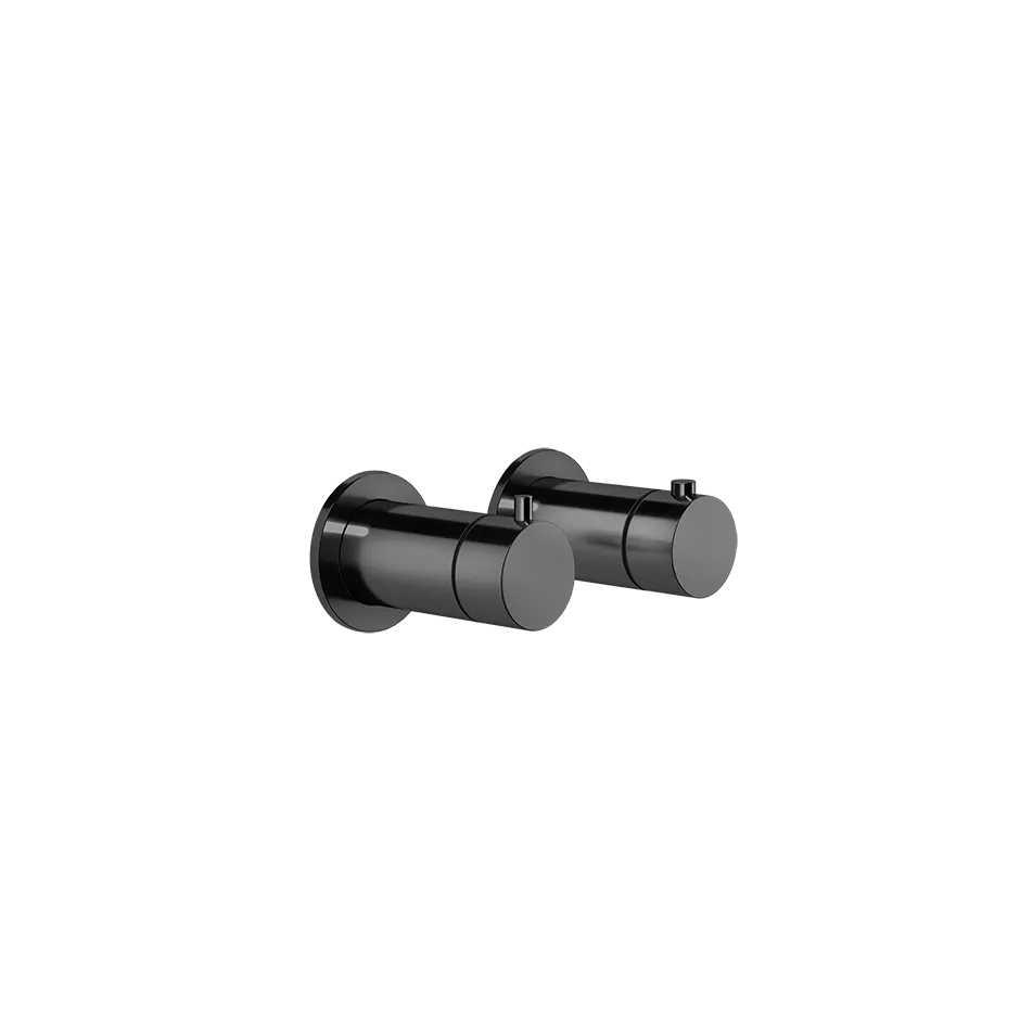 Gessi ANELLO Außenteil für Unterputz-Thermostat, 3-Wege, mit Thermostatkartusche, Rückflussverhinderer und einzelnen runden Rosetten, metall schwarz PVD - 63335706