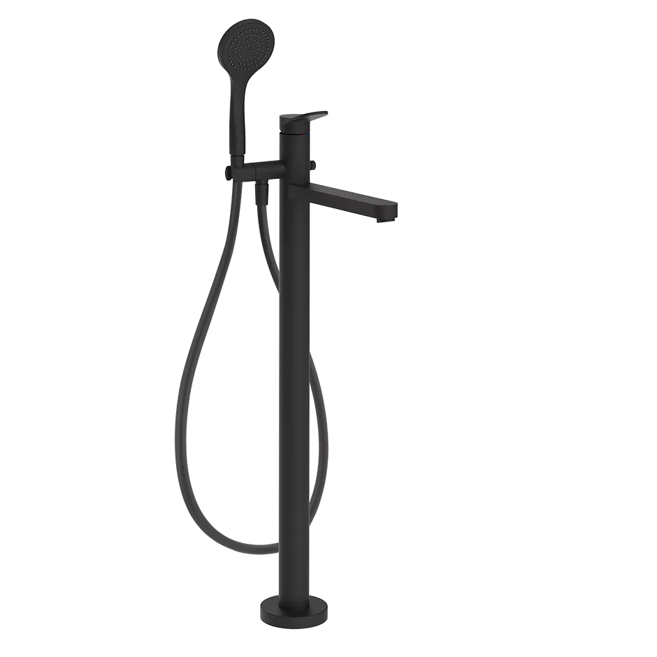 Gessi VIA MERAVIGLI Außenteil für freistehende Wannenarmatur mit Auslauf zur Bodenmontage, Ausladung: 248mm, mit automatischem 2-Wege-Umsteller zum Ziehen, Schlauch 1,50m, Brausehalter und Antikalk-Handbrause, schwarz matt - 56028299 Gessi VIA MERAVIGLI Außenteil für freistehende Wannenarmatur mit Auslauf zur Bodenmontage, Ausladung: 248mm, mit automatischem 2-Wege-Umsteller zum Ziehen, Schlauch 1,50m, Brausehalter und Antikalk-Handbrause, schwarz matt - 56028299