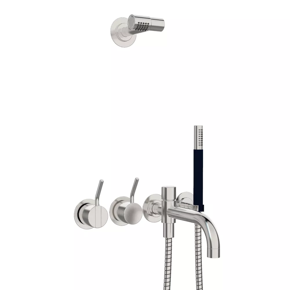 vola 2441DMT8-081 UP-Wannen-Einhebelmischer mit 2-Wege-Umstellung, Ausladung:200mm, mit Wand-Kopfbrause 080, Hebel:60mm, chrom-2441DMT8-081-16
