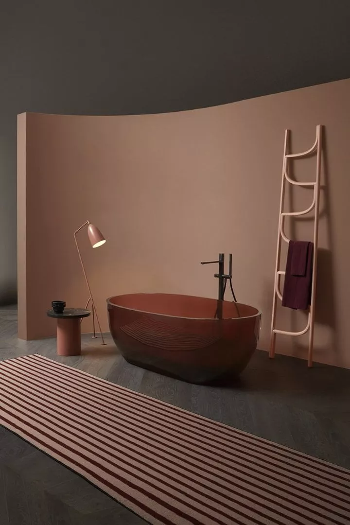 antoniolupi REFLEX freistehende Badewanne aus Cristalmood®, 167x86x53cm, ginger, Ablaufgarnitur chrom-REFLEXLU_GINGER