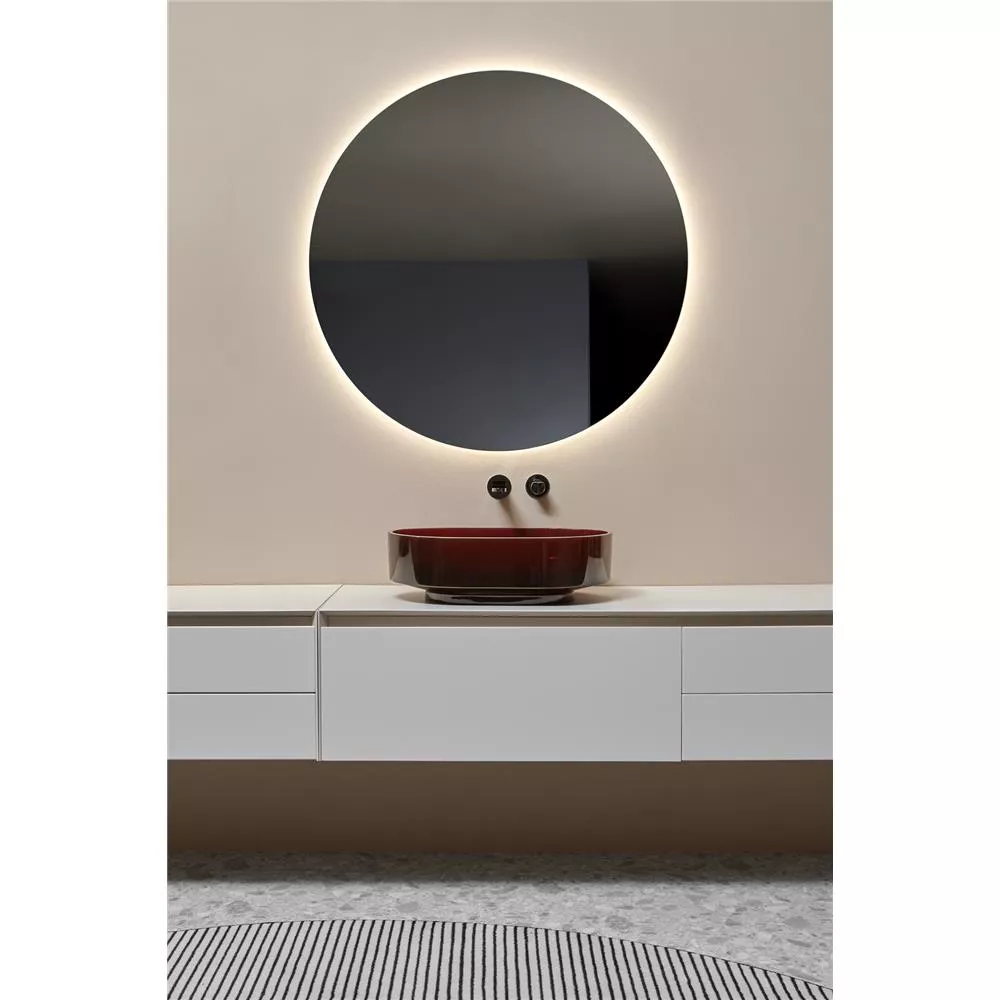 antoniolupi BORGHI ovales Aufsatzbecken aus Cristalmood®, 60x40cm, mostato, Ablaufgarnitur chrom-BORGHI60LU_MOSTATO