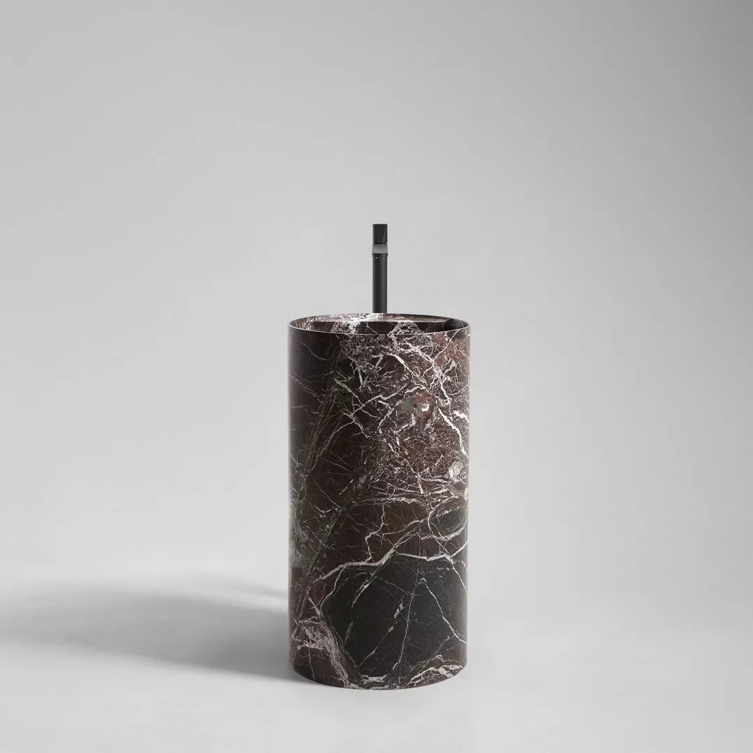 antoniolupi SIMPLO freistehendes Waschbecken aus Naturstein, Durchmesser: 45cm, Höhe: 85cm, rosso levanto-SIMPLO185-ROSSOLEVANTO