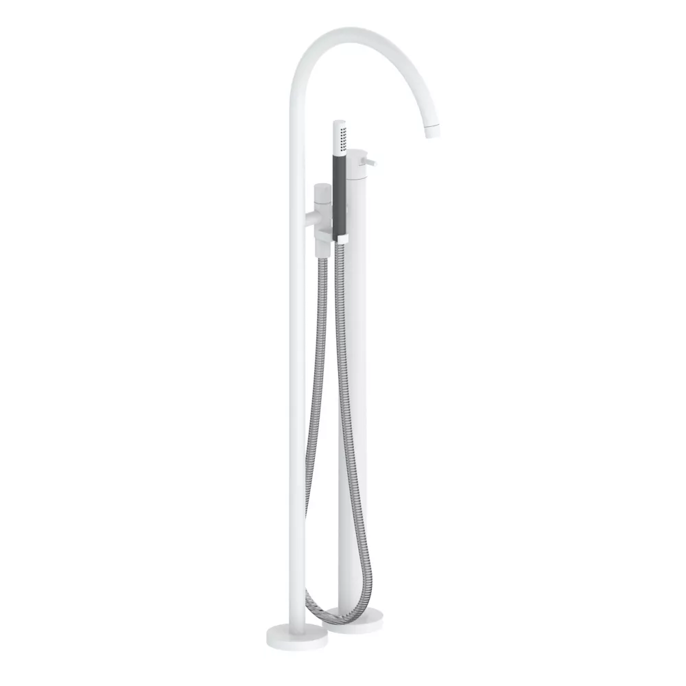 vola FS5 freistehender Wannen-Einhebelmischer mit Handbrause, Ausladung:280mm, Hebel:25mm, weiß matt-FS5-28