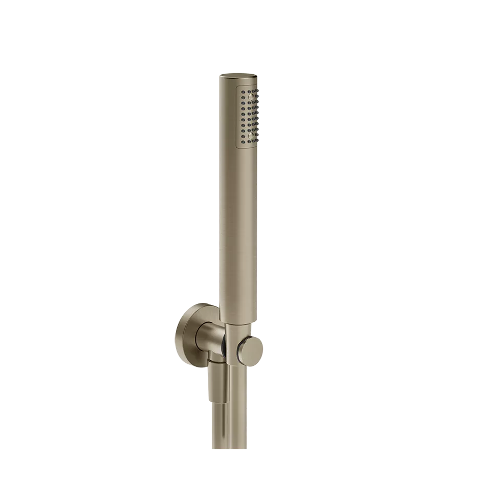 Gessi EMPORIO Brause-Set zur Wandmontage, mit Halterung, Schlauch 1,50m, Wandanschlussbogen und Antikalk-Handbrause, 1/2 Anschluss, Finox Optik - 38726149