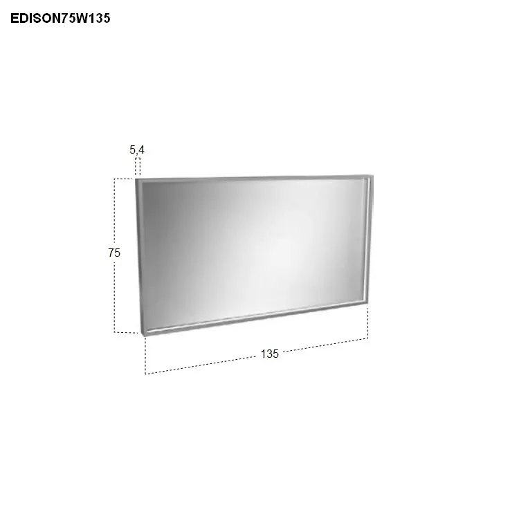 antoniolupi EDISON rechteckiger LED-Spiegel, H:75cm, B:135cm, Lichtfarbe:4000K, neutralweiß-EDISON75W135