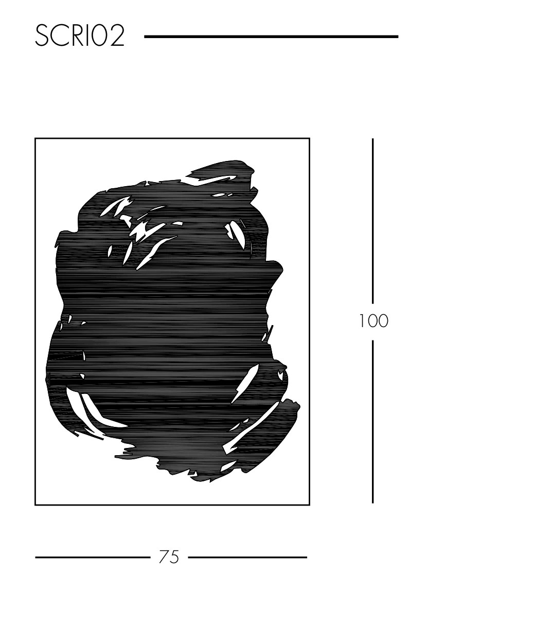 Glas Italia Scribble - Silberblatt - Maßzeichnung Glas Italia Scribble Wandspiegel 75 × 100 cm, Silberblatt - SCRI02-SILBERBLATT