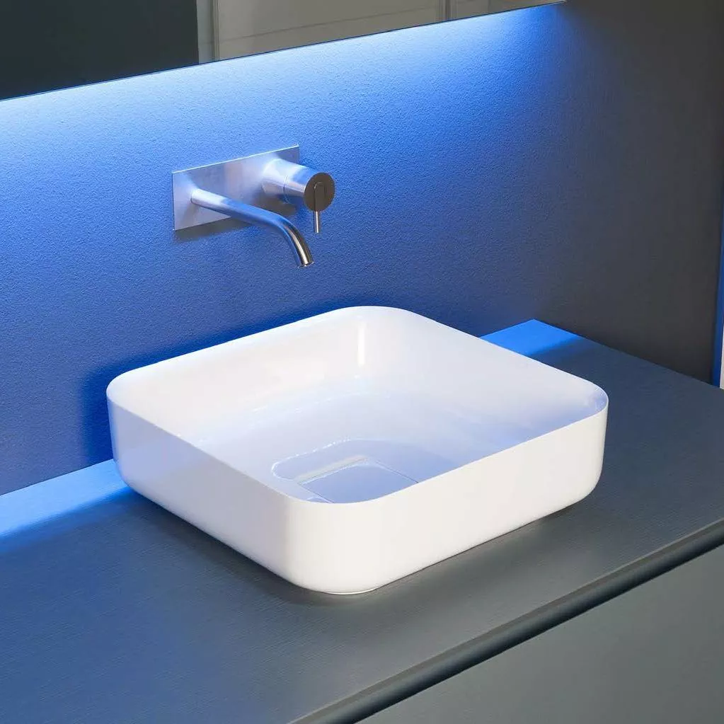 antoniolupi BOLOMOOD quadratisches Aufsatzbecken aus Flumood®, 40x40cm, weiß matt-BOLOMOOD40-2