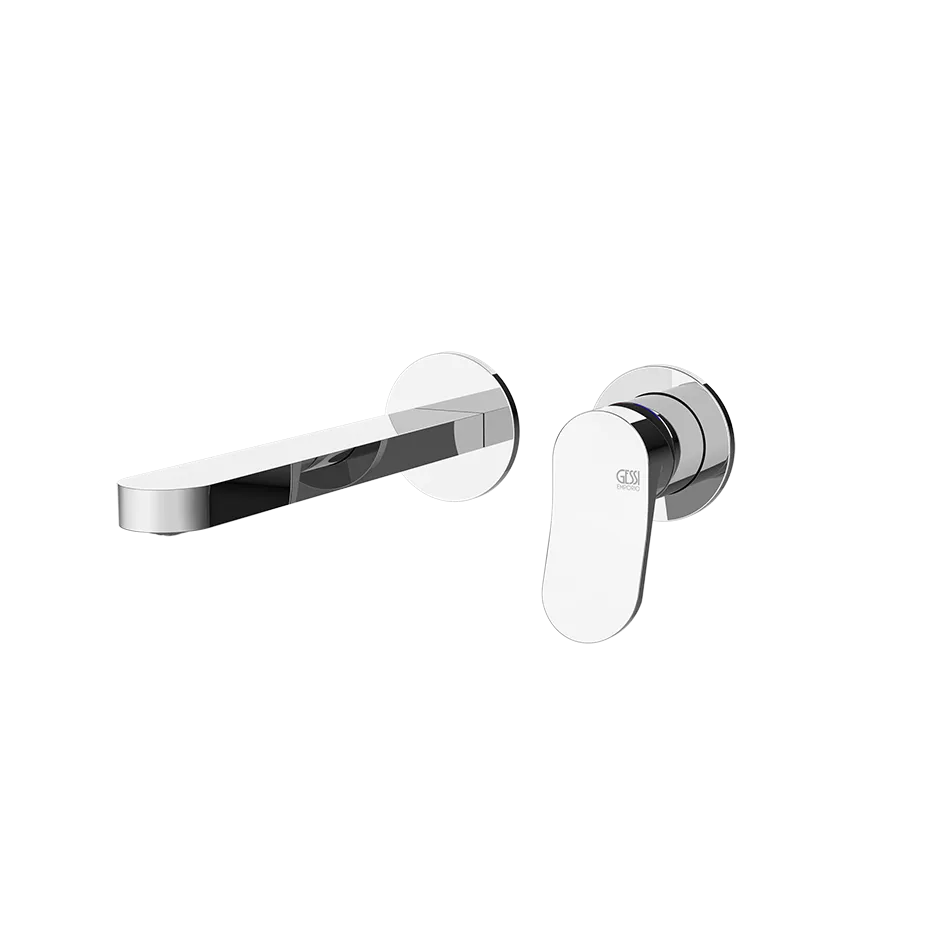 Gessi VIA MERAVIGLI Fertigmontageset für Waschtisch-Einhebelmischer mit Auslauf zur Wandmontage, Ausladung: 208mm, ohne Ablaufgarnitur, einzelne Rosetten D65mm, chrom - 56088031