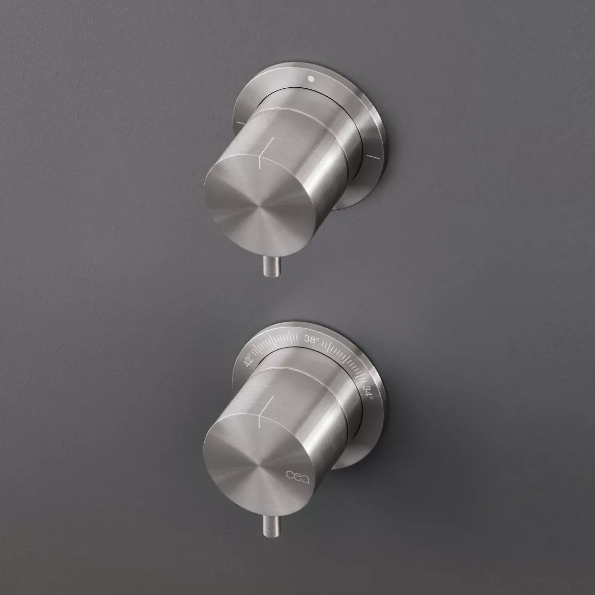cea MIL 120 Wand-Thermostat mit 2/3-Wege-Umstellung, high water flow, edelstahl satiniert-MIL120S