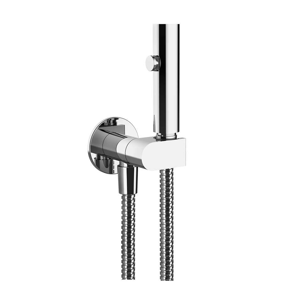 Gessi 316 WC-Reinigungsbrause mit Brausehalter zur Wandmontage, mit Wandanschlussbogen, 1/2 Anschluss, chrom - 45122031