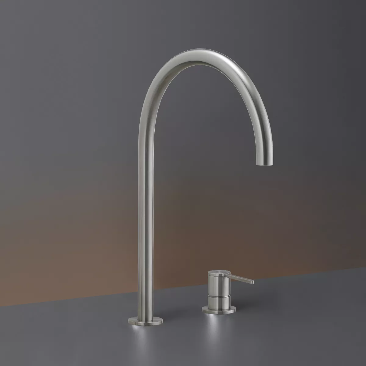 ceadesign INNOVO Zweiloch-Mischer mit schwenkbarem Auslauf, Ausladung: 280mm, edelstahl satiniert-INV42S