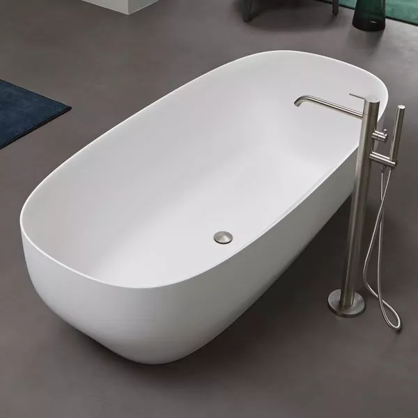 antoniolupi AGO freistehende Badewanne, 175x80x50cm, weiß matt, Ablaufgarnitur weiß matt-AGO4C