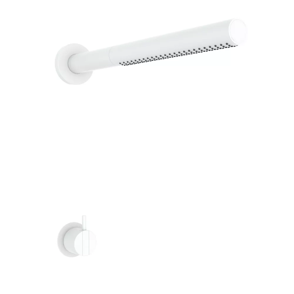 vola 2281ST Unterputz-Brause-Einhebelmischer mit Wand-Stab-Kopfbrause 080ST, Hebel:25mm, weiß matt-2281ST-28