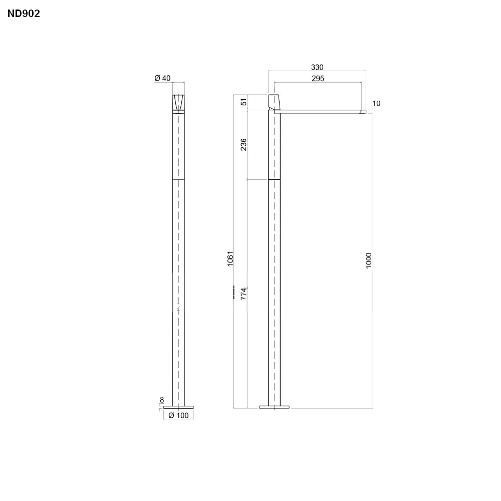 antoniolupi INDIGO ND 902 freistehender Waschtisch-Eingriffmischer, H:1060mm-ND902LU-P