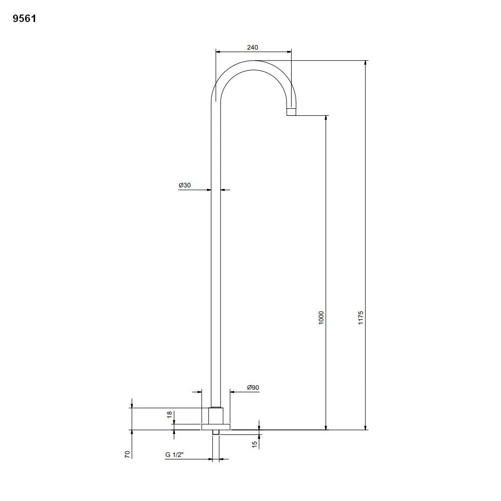 Fantini NOSTROMO freistehender Waschbeckenauslauf, Ausladung 24cm-50029561