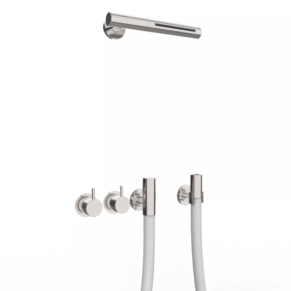 vola Combi-32 Absperrventil mit Kneipp-Schlauch 070W und Schwallbrause 080W, chrom, Schlauchfarbe weiß-Combi-32-16