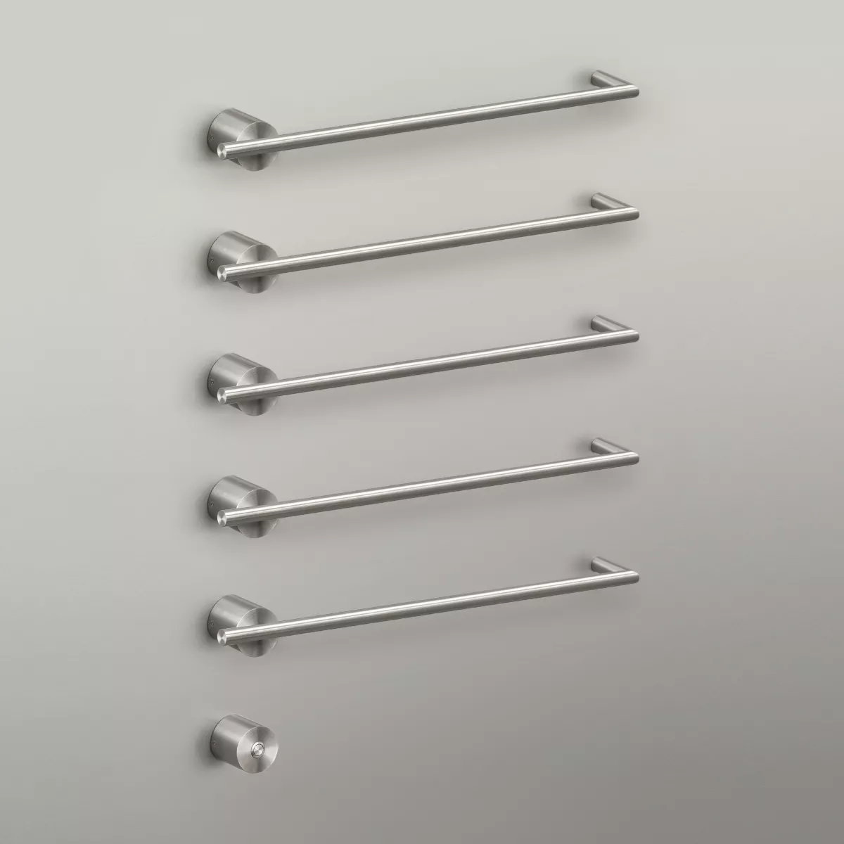 cea EQUILIBRIO elektrischer Handtuchwärmer mit 5 horizontalen Heizstäben mit Power-Taste, edelstahl satiniert - EQB15S cea EQUILIBRIO elektrischer Handtuchwärmer mit 5 horizontalen Heizstäben mit Power-Taste, edelstahl satiniert - EQB15S