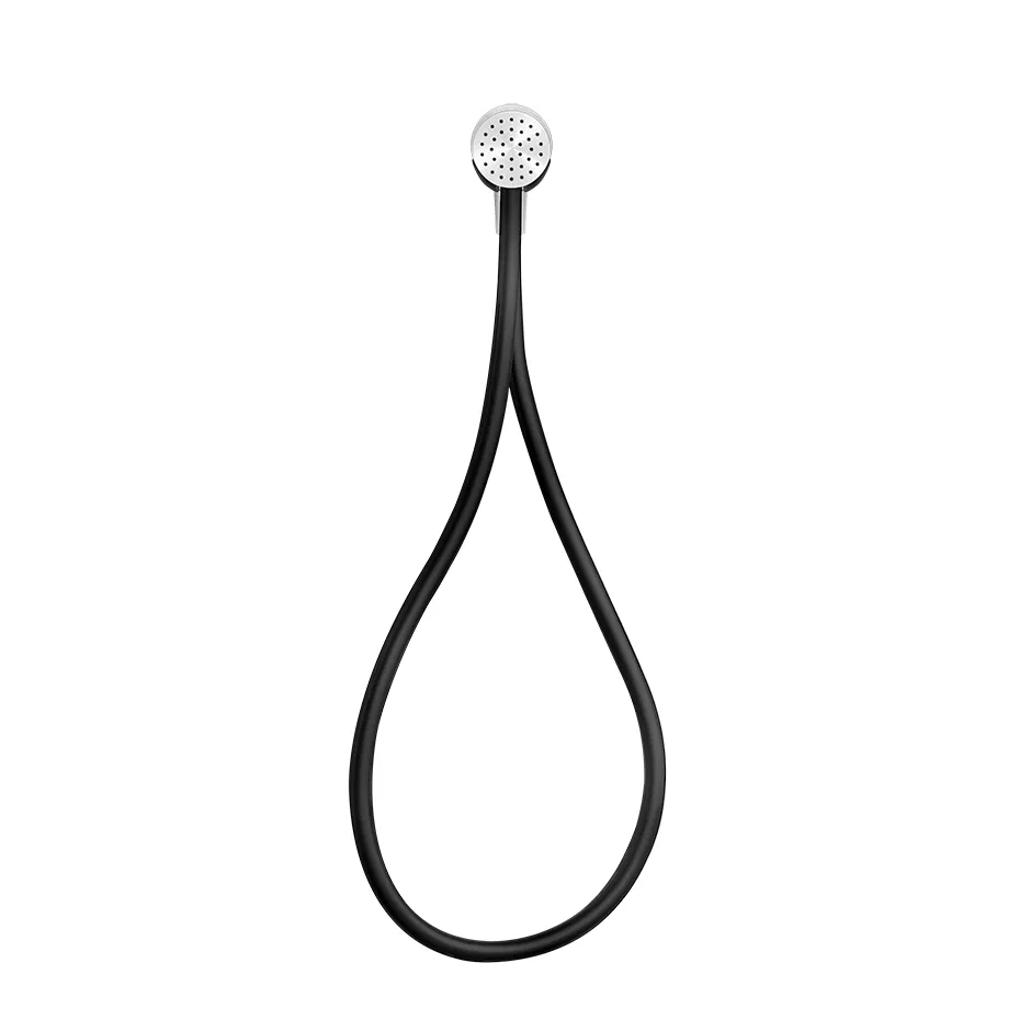 Gessi 316 Antikalk-Handbrause mit rundem Kopf zur Wandmontage, schwarz matter Schlauch 1,50m, mit magnetischem Halter und Wandanschlussbogen, 1/2 Anschluss, chrom - 63199031