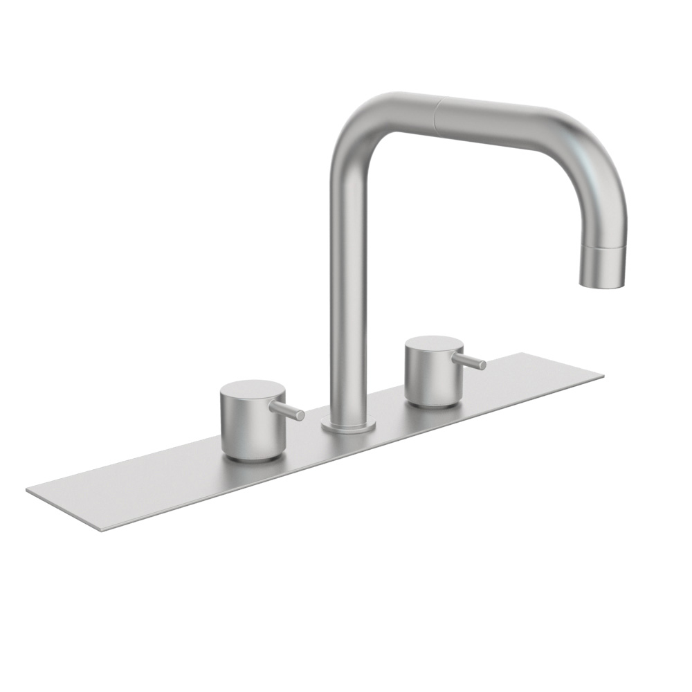 vola BK6 Wannen-Zweigriffmischer für Fliesenbank, Ausladung:200mm, Hebel:25mm, edelstahl-BK6-40