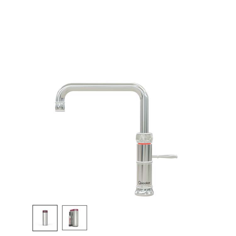 Quooker PRO3 Classic Fusion Square Kalt-und Kochendwasserspender (CUBE) für Warmwasseranschluss, chrom-3CFSCHRCUBE