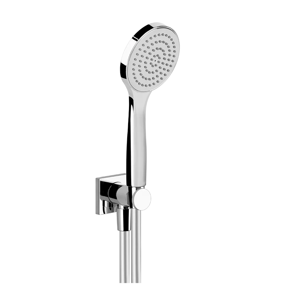 Gessi EMPORIO Brause-Set zur Wandmontage, 1-Strahl, mit Wandanschlussbogen, Halterung, Schlauch 1,50m, Antikalk-Handbrause und quadratischer Rosette, 1/2 Anschluss, chrom - 47323031