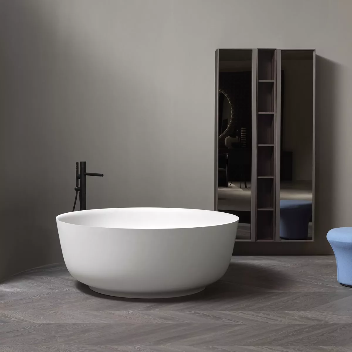 antoniolupi ORION freistehende Badewanne aus Cristalplant®, Durchmesser: 135cm, Höhe: 50cm, weiß matt - ORION135