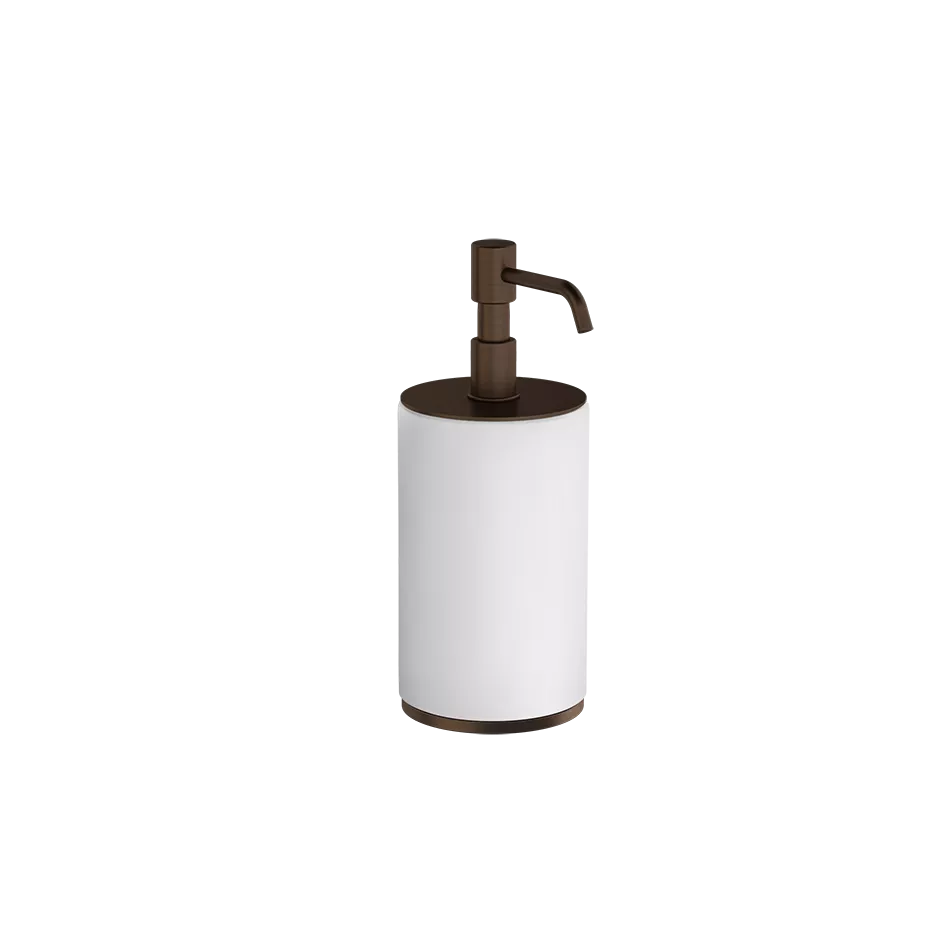 Gessi ANELLO Seifenspender mit weißem Becher, Standversion, dunkles bronze - 66437845 Gessi ANELLO Seifenspender mit weißem Becher, Standversion, dunkles bronze - 66437845