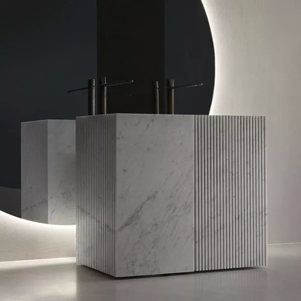 antoniolupi CONTROVERSO freistehendes Waschbecken, 45x45x85cm, bianco carrara-CONTROVERSO